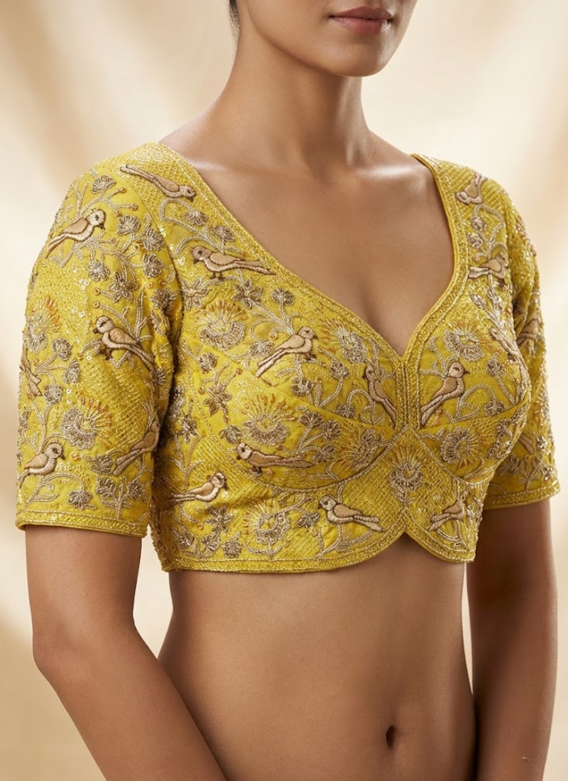 Roman Silk Women’s Blouse with Jari, Sequins & Codding Thread Work