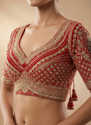 Roman Silk Women’s Blouse with Heavy Embroidery & Back‑Open Design 10