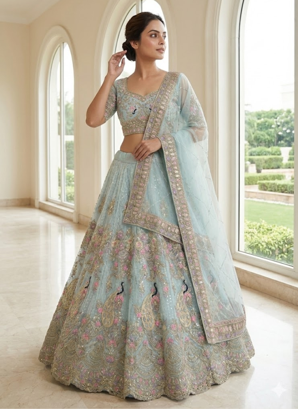 Blue lehenga – dupatta and set view