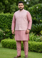 Jacquard Koti Silk Kurta Polo Pant Set For Men 1