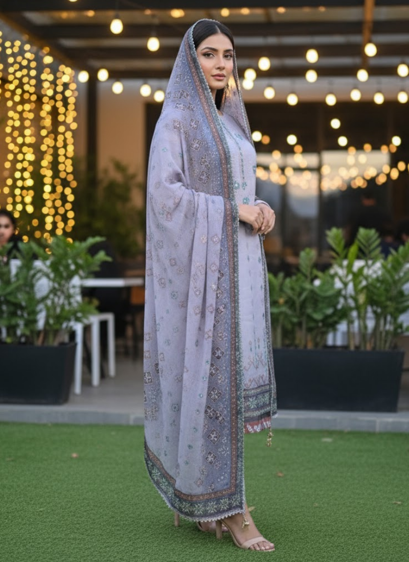 Grey Organza Salwar Suit – Dazzling Mirror Work