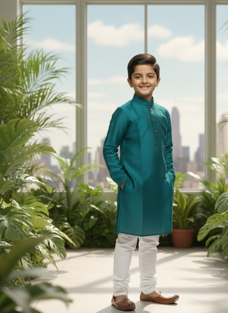 Sea Green Kids Kurta Pajama Set – Festive Ethnic Wear