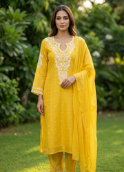Mul Chanderi Chikankari Suit Set | Traditional Indian Clothing Online Australia 12
