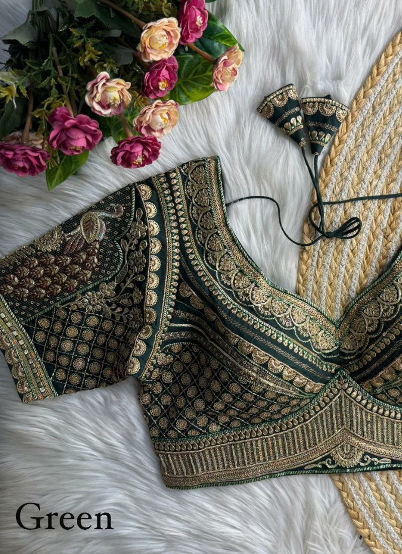 Roman Silk Women’s Blouse with Heavy Embroidery & Back‑Open Design