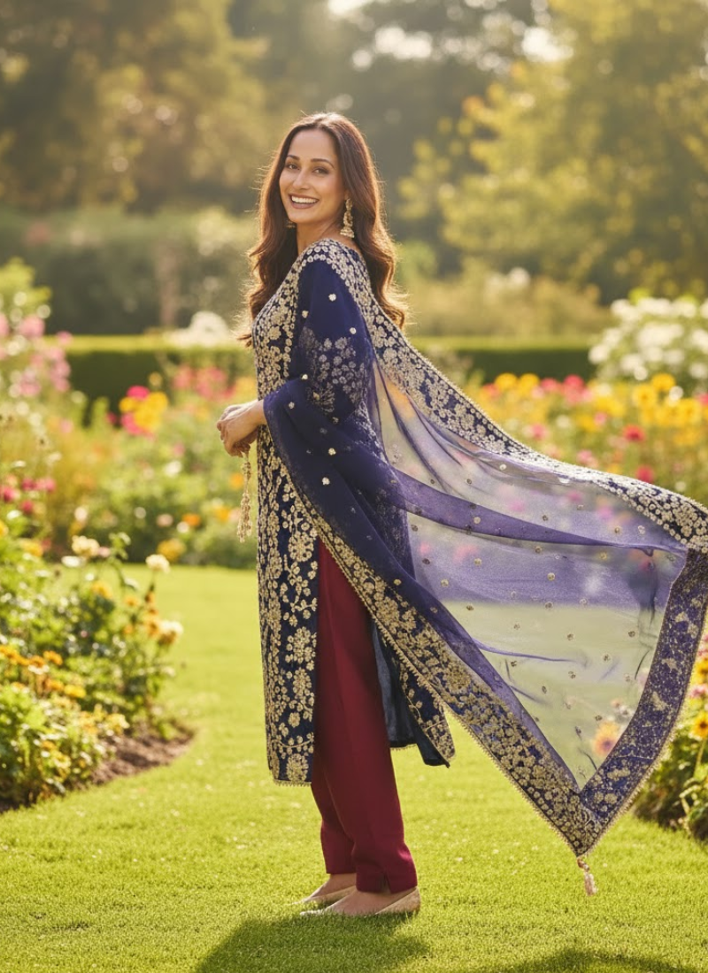 Pakistani Chiffon Fabric Gota Patti Salwar Kameez Set