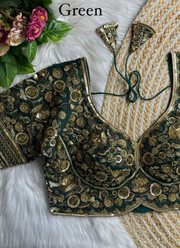 Heavy Jari & Beads Work Pure Roman Silk Blouse 21