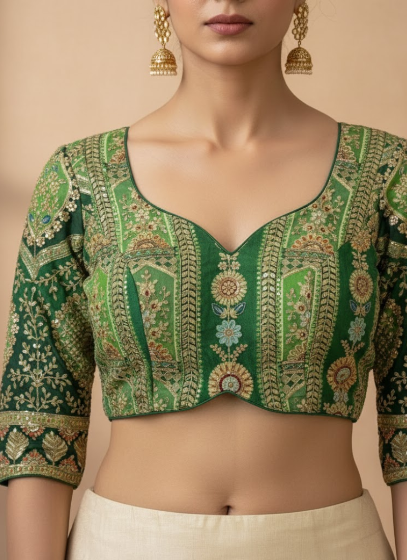 Partywear Women’s Blouse with Premium Padding & Back‑Open Design