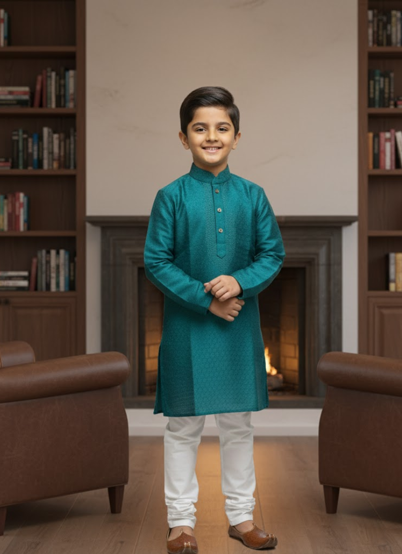 Sea Green Kids Kurta Pajama Set – Festive Ethnic Wear