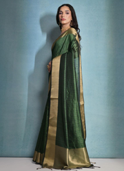 Banarasi Silk Saree with Zari Weaving, Border & Pallu + Blouse Piece 17