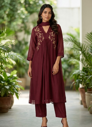 Mul Chanderi Kurta Pant Dupatta Set 23