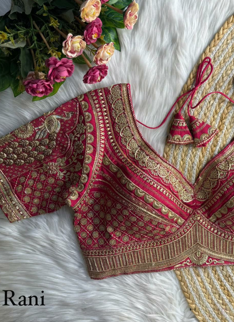 Roman Silk Women’s Blouse with Heavy Embroidery & Back‑Open Design