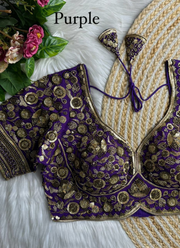 Heavy Jari & Beads Work Pure Roman Silk Blouse 22
