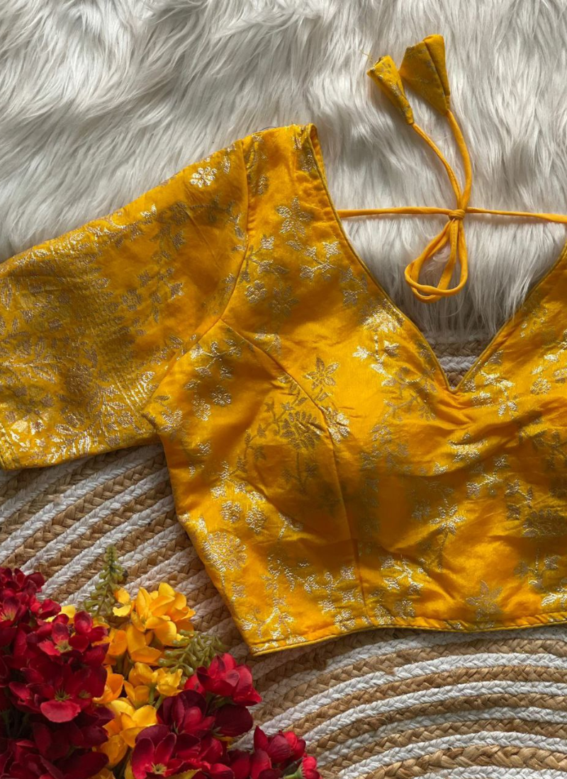 Pure Dola Silk Partywear Blouse with Front Open Style