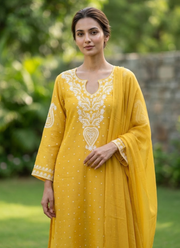 Mul Chanderi Chikankari Suit Set 30