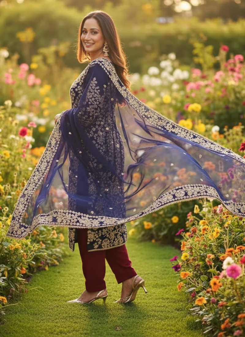 Pakistani Chiffon Fabric Gota Patti Salwar Kameez Set