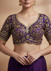 Heavy Jari & Beads Work Pure Roman Silk Blouse 12