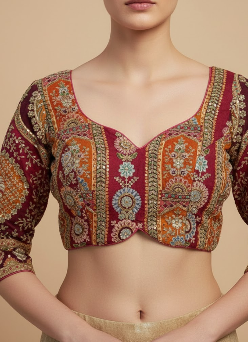 Partywear Women’s Blouse with Premium Padding & Back‑Open Design