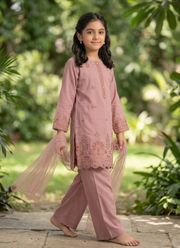 Girls Embroidered Chiffon Midi Shirt Set – 3 Piece Party Wear Outfit 4