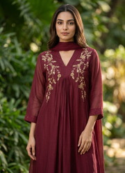 Mul Chanderi Kurta Pant Dupatta Set 24