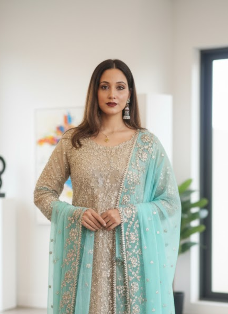 Royal Gota Patti Pakistani Shalwar Kameez – Chiffon Elegance for Women