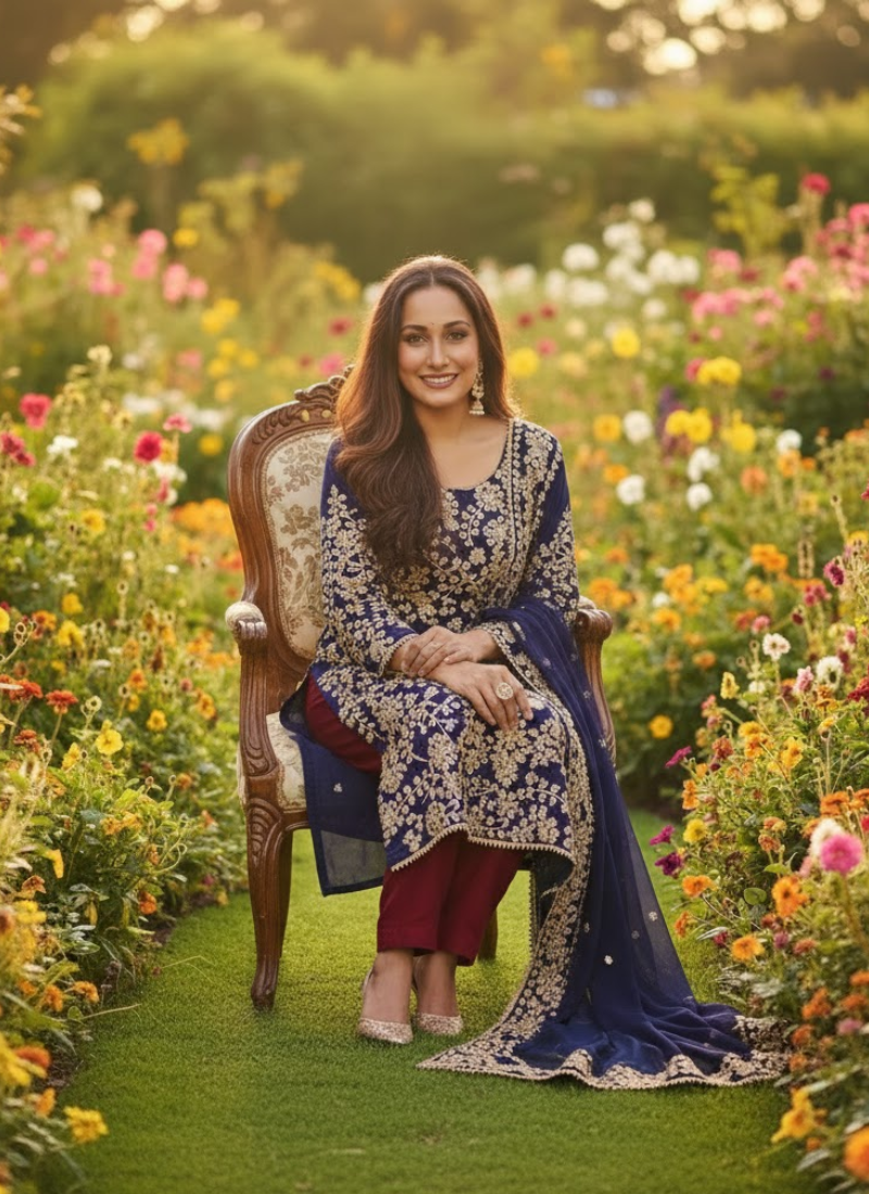 Pakistani Chiffon Fabric Gota Patti Salwar Kameez Set