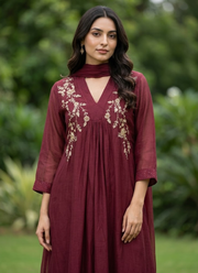 Mul Chanderi Kurta Pant Dupatta Set 25