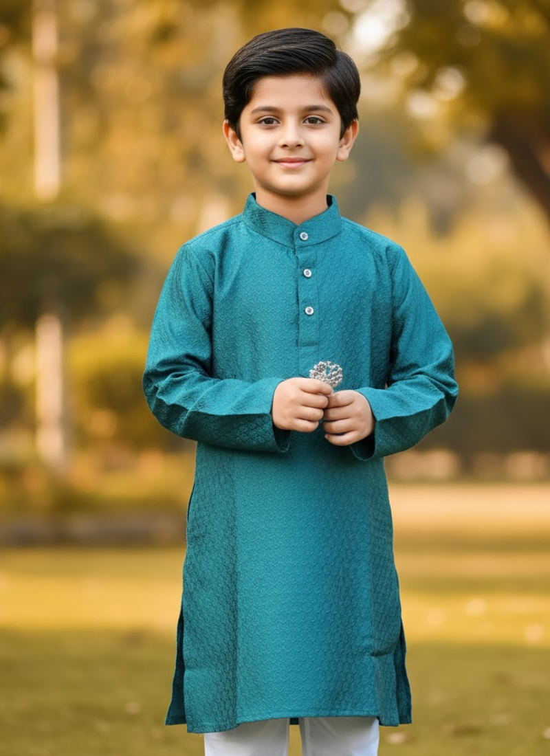 Sea Green Kids Kurta Pajama Set – Festive Ethnic Wear