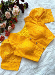 Pure Cotton Hakoba Puff Sleeve Blouse with Football Design 14