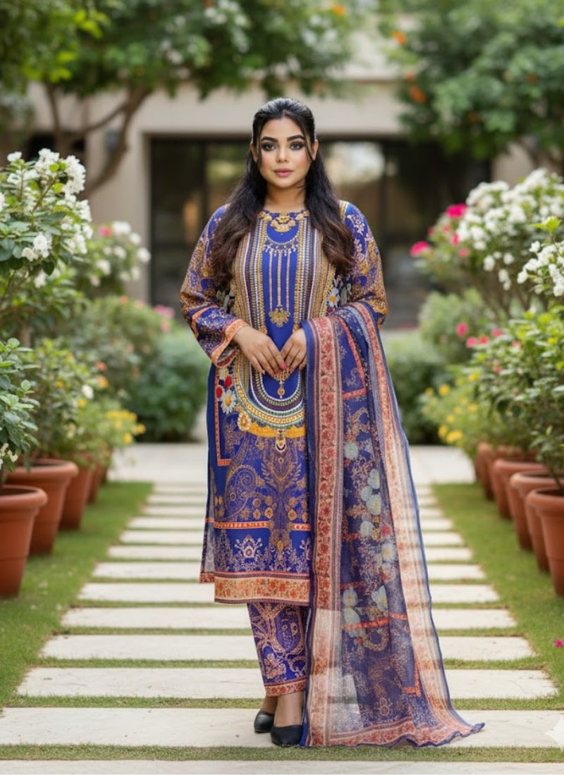 Purple Crepe Silk Salwar Suit – Elegant Pearl Work