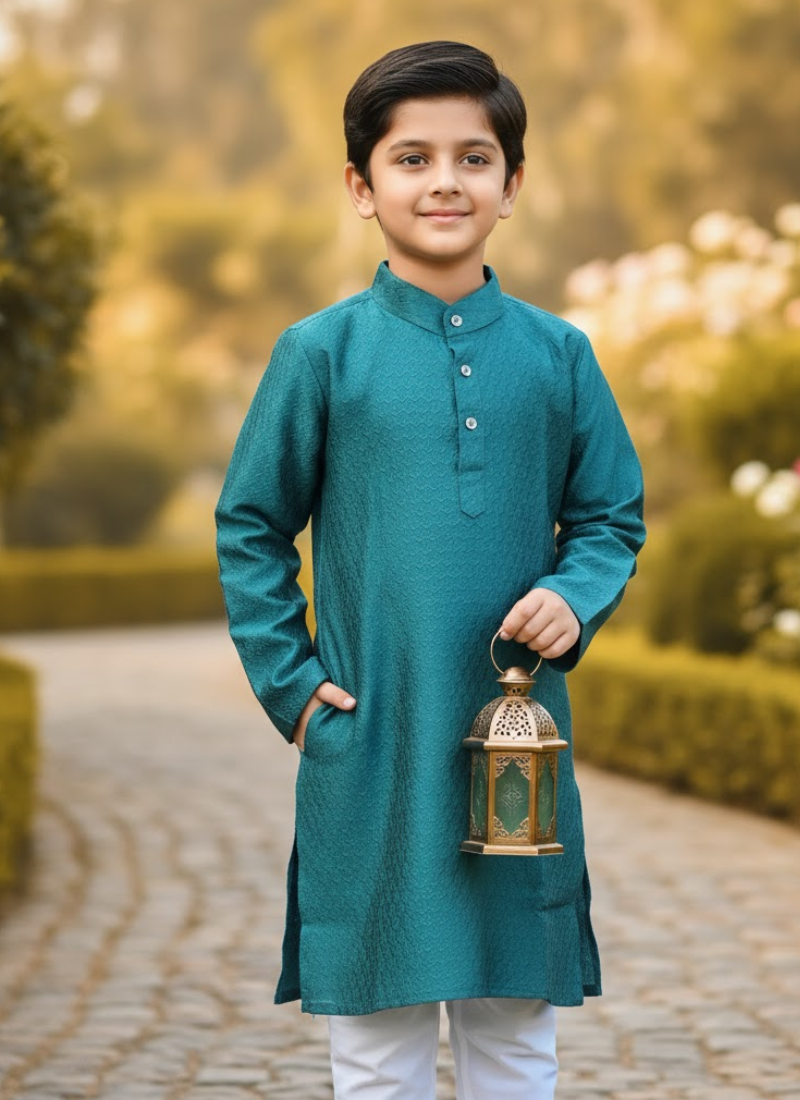 Sea Green Kids Kurta Pajama Set – Festive Ethnic Wear