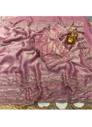 Pure Fandy Satin Silk Saree with Rose Gold Beadwork 27