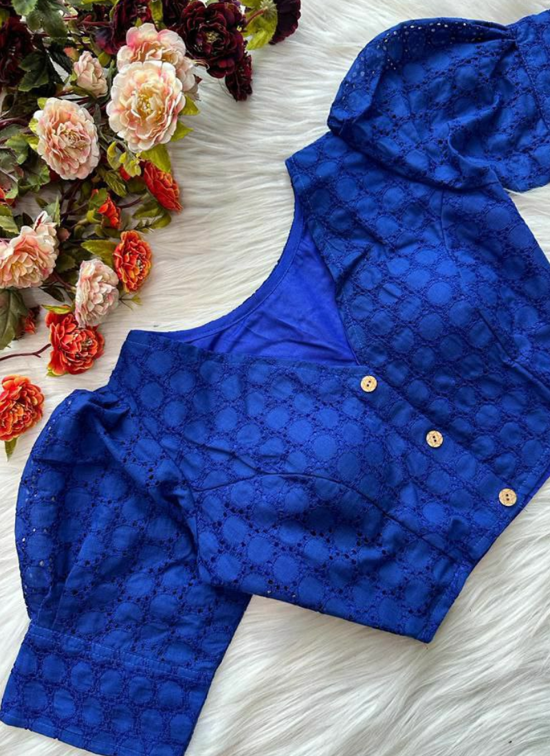 Pure Cotton Hakoba Puff Sleeve Blouse with Football Design