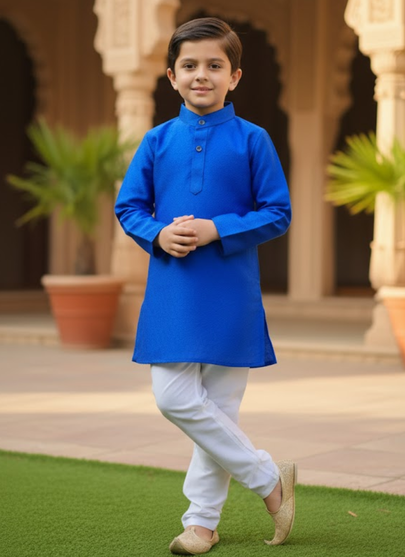 Royal Blue Kids Kurta Pajama Set – Elegant Ethnic Wear