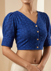 Pure Cotton Hakoba Puff Sleeve Blouse with Football Design 13