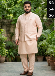 Indian Men’s Dress Jacquard Koti Silk Kurta Polo Pant Set 3