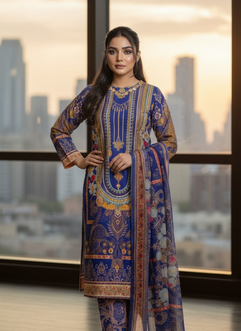 Purple Crepe Silk Salwar Suit – Elegant Pearl Work