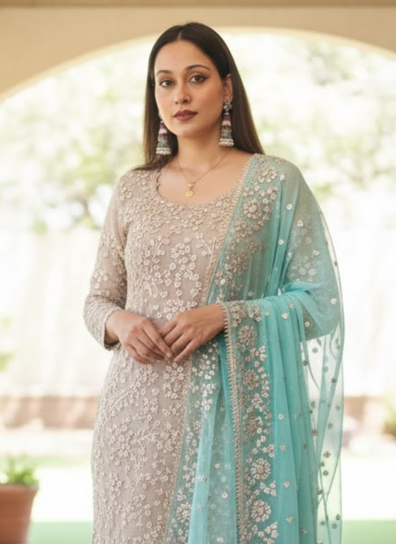 Royal Gota Patti Pakistani Shalwar Kameez – Chiffon Elegance for Women