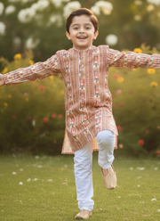 Multicolor Kids Kurta Pajama – Silk Kurta with Cotton Pyjama Set 2