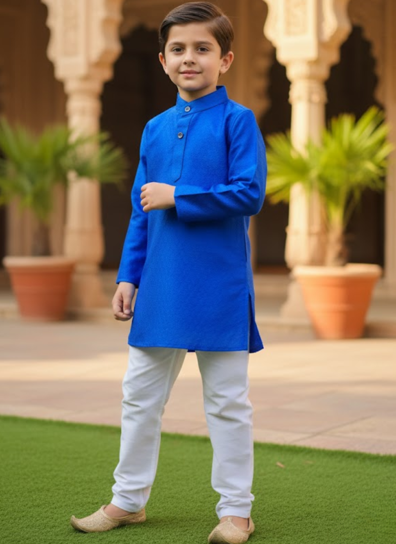 Royal Blue Kids Kurta Pajama Set – Elegant Ethnic Wear
