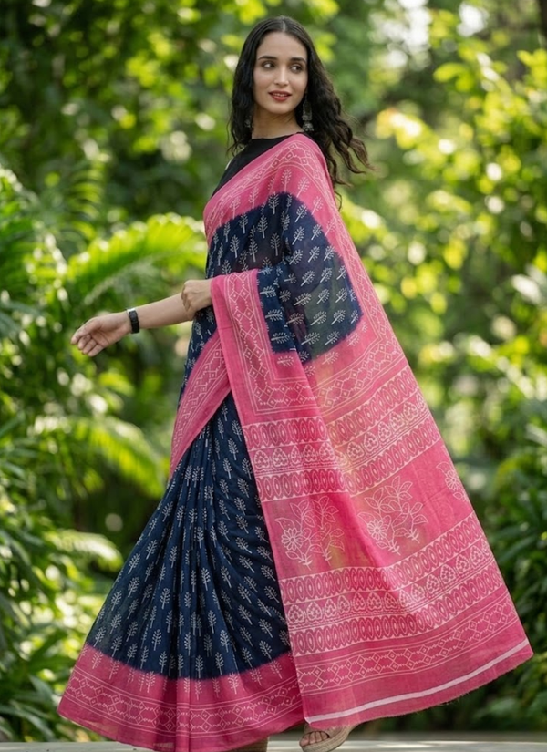 Pure joypuri Mulmul Saree with Blouse