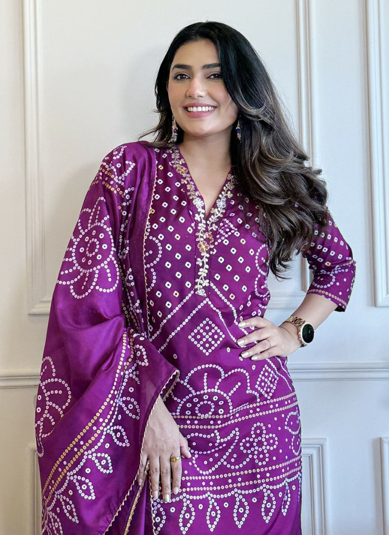 Viscose Punjabi Suit with Multi Sequence Embroidery & Chanderi Dupatta