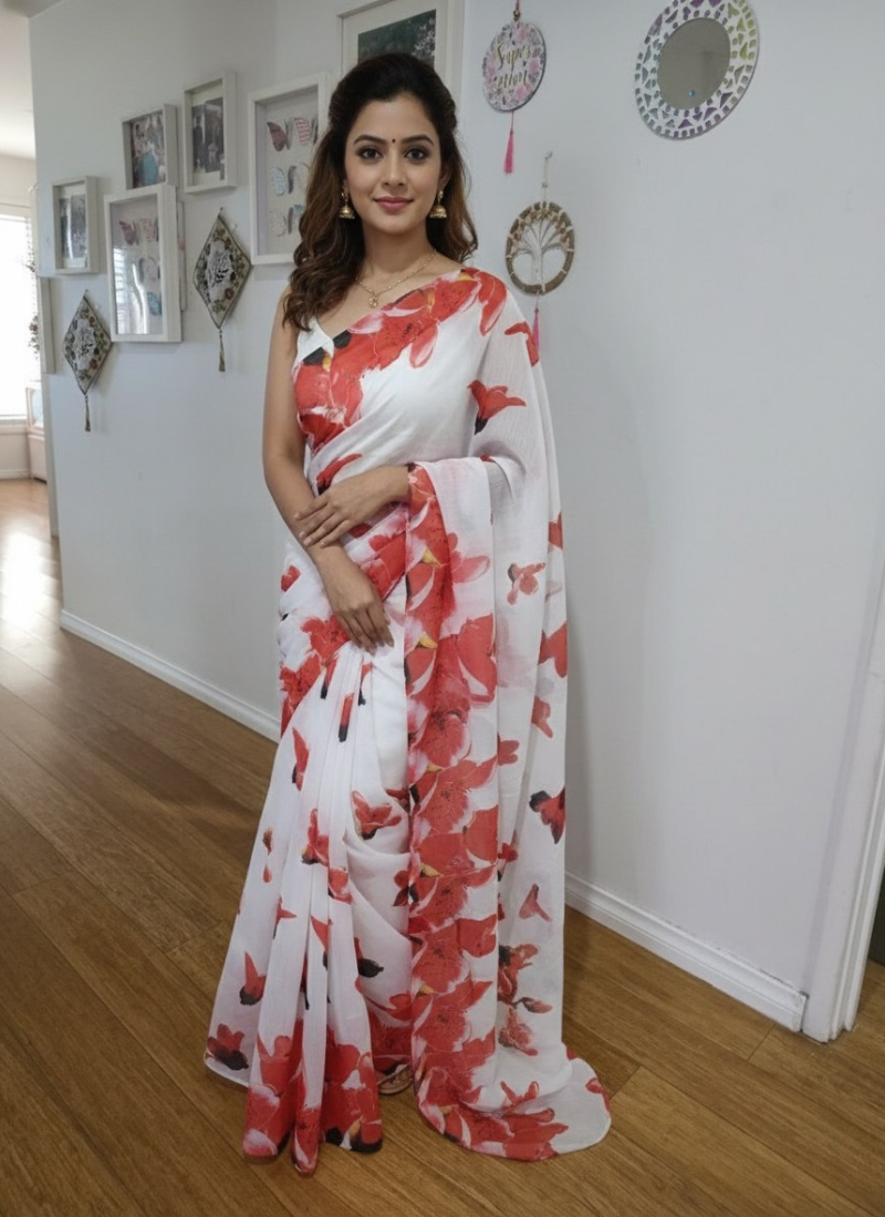 Cotton Linen Saree with Soft Drape