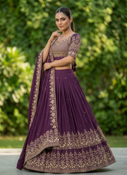 Designer Chinon Embroidery Lehenga Set 3