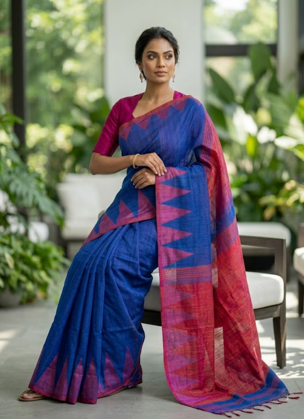 Temple Handloom Cotton Silk Saree with Blouse