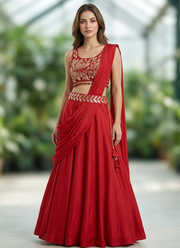 Designer Crape Silk Lehenga Saree – Embroidery Sequence Work 2