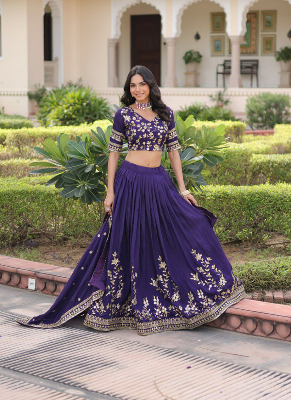 Purple lehenga – fabric detail