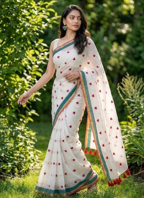 Love Buti Embroidery Mul Cotton Saree