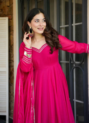 Georgette Silk Anarkali Salwar Kameez with Gotta Patti Work (Sizes S–XXL) 3