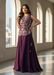 Vichitra Silk Lehenga Set with Embroidered Shrug 3