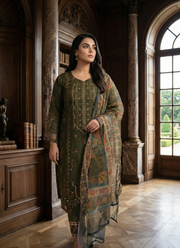 Dark Green Organza Salwar Suit with Pearl Work 3